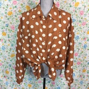 Vintage 90s Newport News Silk Blouse Polka Dot